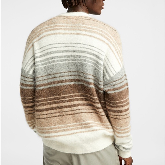 Off white, brown and gray stripe wool blend oversized sweater NWT - Picture 2 of 10